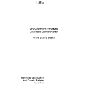 John Deere COMMANDCENTER, 1010E, 1110E, 1210E, 1510E, 1910E, 810E Forwarders Operator's Manuals (F075313) - Image 1