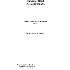 John Deere H412 Harvesting Heads Operator's Manuals (F075675) - Image 1