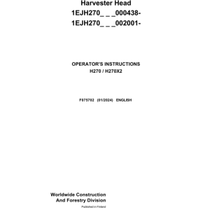 John Deere H270 Harvesting Heads Operator's Manuals (F075702) - Image 1