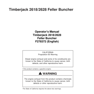 John Deere 2618, 2628 Tracked Feller Bunchers Operator's Manuals (F278372) - Image 1