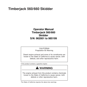 John Deere 560, 660 Skidders Operator's Manuals (F278465) - Image 1