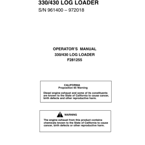 John Deere 330, 430 Knuckleboom Loader Operator's Manuals (F281255) - Image 1