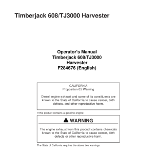 John Deere 608 Tracked Harvesters Operator's Manuals (F284676) - Image 1
