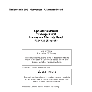 John Deere 608 Tracked Harvesters Operator's Manuals (F284726) - Image 1