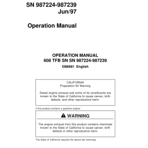 John Deere 608 Tracked Feller Bunchers Operator's Manuals (F286681) - Image 1