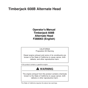 John Deere 608B Tracked Feller Bunchers Operator's Manuals (F288063) - Image 1