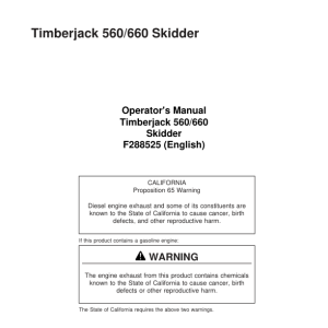 John Deere 560, 660 Skidders Operator's Manuals (F288525) - Image 1