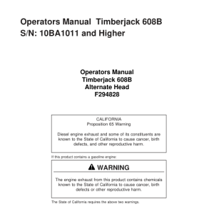 John Deere 608B Tracked Harvesters Operator's Manuals (F294828) - Image 1