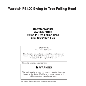 John Deere FS120 Stt Disc Saw Felling Heads Operator's Manuals (F295403) - Image 1