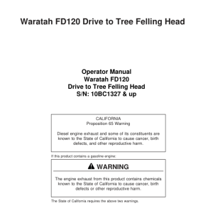 John Deere FD120 Dtt Disc Saw Felling Heads Operator's Manuals (F295410) - Image 1