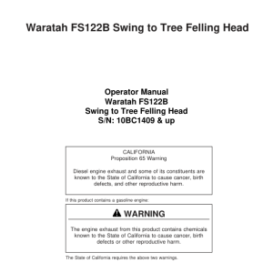 John Deere FS122B Stt Disc Saw Felling Heads Operator's Manuals (F298143) - Image 1