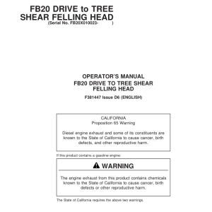 John Deere FB20 Wheeled Feller Bunchers Operator's Manuals (F381447) - Image 1