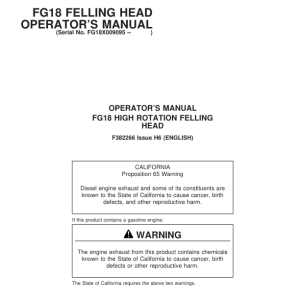 John Deere FG18 Tracked Feller Bunchers Operator's Manuals (F382266) - Image 1