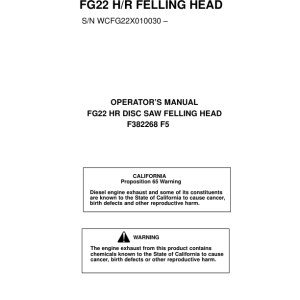 John Deere FG22 Tracked Feller Bunchers Operator's Manuals (F382268) - Image 1