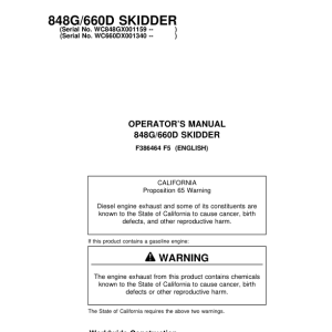 John Deere 848G, 660D Skidders Operator's Manuals (F386464) - Image 1