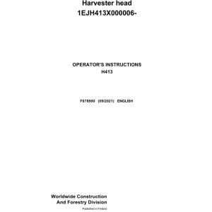 John Deere H413 Harvesting Heads Operator's Manuals (F678990) - Image 1