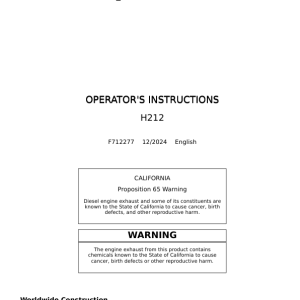 John Deere H212 Harvesting Heads Operator's Manuals (F712277) - Image 1
