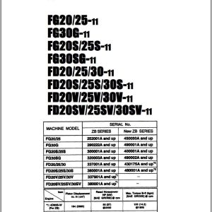 Komatsu FD20-11, FD25-11, FD30-11, FD20S-11, FD25S-11, FD30S-11, FD20V-11, FD25V-11, FD30V-11, FD20SV-11, FD25SV-11, FD30SV-11 Repair Manual