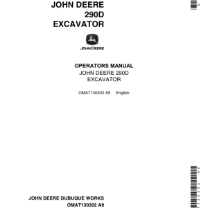 John Deere 290D Excavators Operator's Manuals (OMAT130302) - Image 1