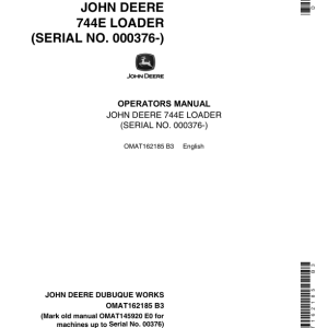John Deere 744E Loaders Operator's Manuals (OMAT162185) - Image 1