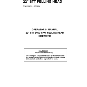 John Deere 22 INCH Felling Heads Operator's Manuals (OMF276738) - Image 1