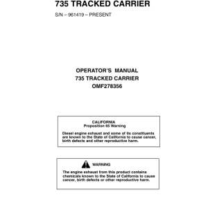 John Deere 735 Shovel Logger Operator's Manuals (OMF278356) - Image 1