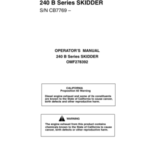 John Deere 240B Skidders Operator's Manuals (OMF278392) - Image 1