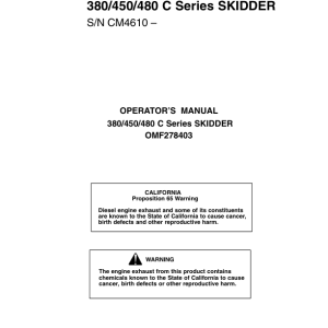 John Deere 480C, 450C, 380C Skidders Operator's Manuals (OMF278403) - Image 1