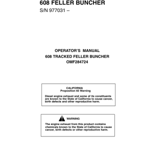 John Deere 608 Tracked Feller Bunchers Operator's Manuals (OMF284724) - Image 1