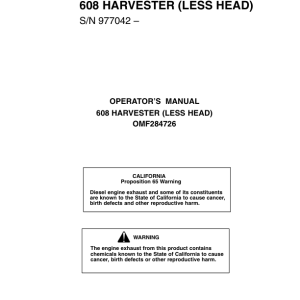 John Deere 608 Tracked Feller Bunchers Operator's Manuals (OMF284726) - Image 1