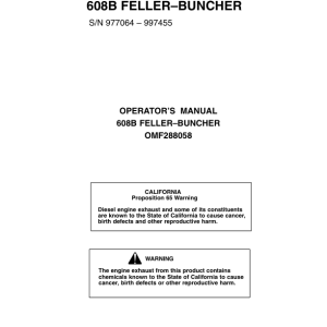 John Deere 608B Tracked Feller Bunchers Operator's Manuals (OMF288058) - Image 1