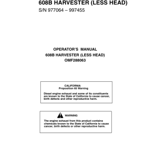 John Deere 608B Tracked Harvesters Operator's Manuals (OMF288063) - Image 1