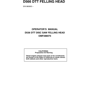 John Deere D566 Felling Heads Operator's Manuals (OMF288075) - Image 1