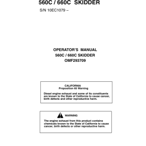 John Deere 660C, 560C Skidders Operator's Manuals (OMF293709) - Image 1