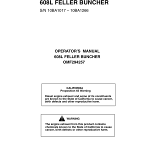 John Deere 608L Tracked Harvesters Operator's Manuals (OMF294257) - Image 1