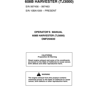 John Deere 608B Tracked Harvesters Operator's Manuals (OMF294830) - Image 1