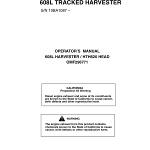 John Deere 608L Tracked Harvesters Operator's Manuals (OMF296771) - Image 1