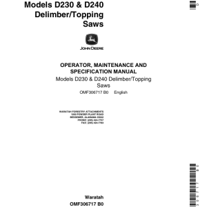 John Deere D230, D240 Loader Attachments Operator's Manuals (OMF306717) - Image 1