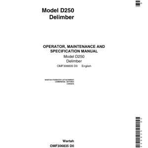 John Deere D250 Loader Attachments Operator's Manuals (OMF306835) - Image 1