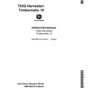 John Deere 753G Tracked Harvesters Operator's Manuals (OMF380579) - Image 1