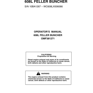 John Deere 608L Tracked Feller Bunchers Operator's Manuals (OMF381271) - Image 1