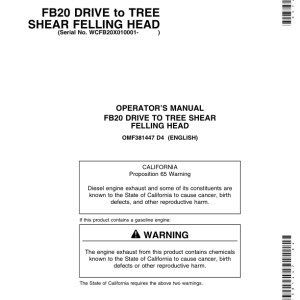 John Deere FB20 Felling Heads Operator's Manuals (OMF381447) - Image 1