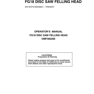 John Deere FG18 Felling Heads Operator's Manuals (OMF382266) - Image 1