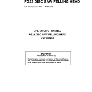 John Deere FG22 Felling Heads Operator's Manuals (OMF382268) - Image 1