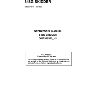 John Deere 848G Skidders Operator's Manuals (OMF382520) - Image 1