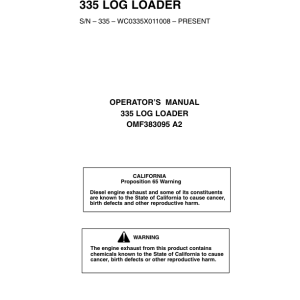 John Deere 335 Knuckleboom Loader Operator's Manuals (OMF383095) - Image 1