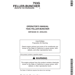 John Deere 753G Tracked Feller Bunchers Operator's Manuals (OMF383385) - Image 1