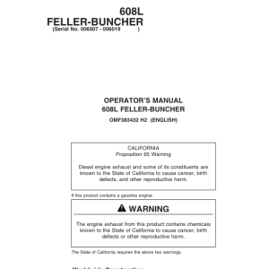 John Deere 608L Tracked Harvesters Operator's Manuals (OMF383432) - Image 1