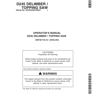 John Deere D245 Loader Attachments Operator's Manuals (OMF387136) - Image 1