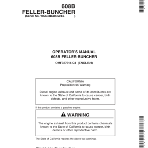 John Deere 608B Tracked Feller Bunchers Operator's Manuals (OMF387514) - Image 1